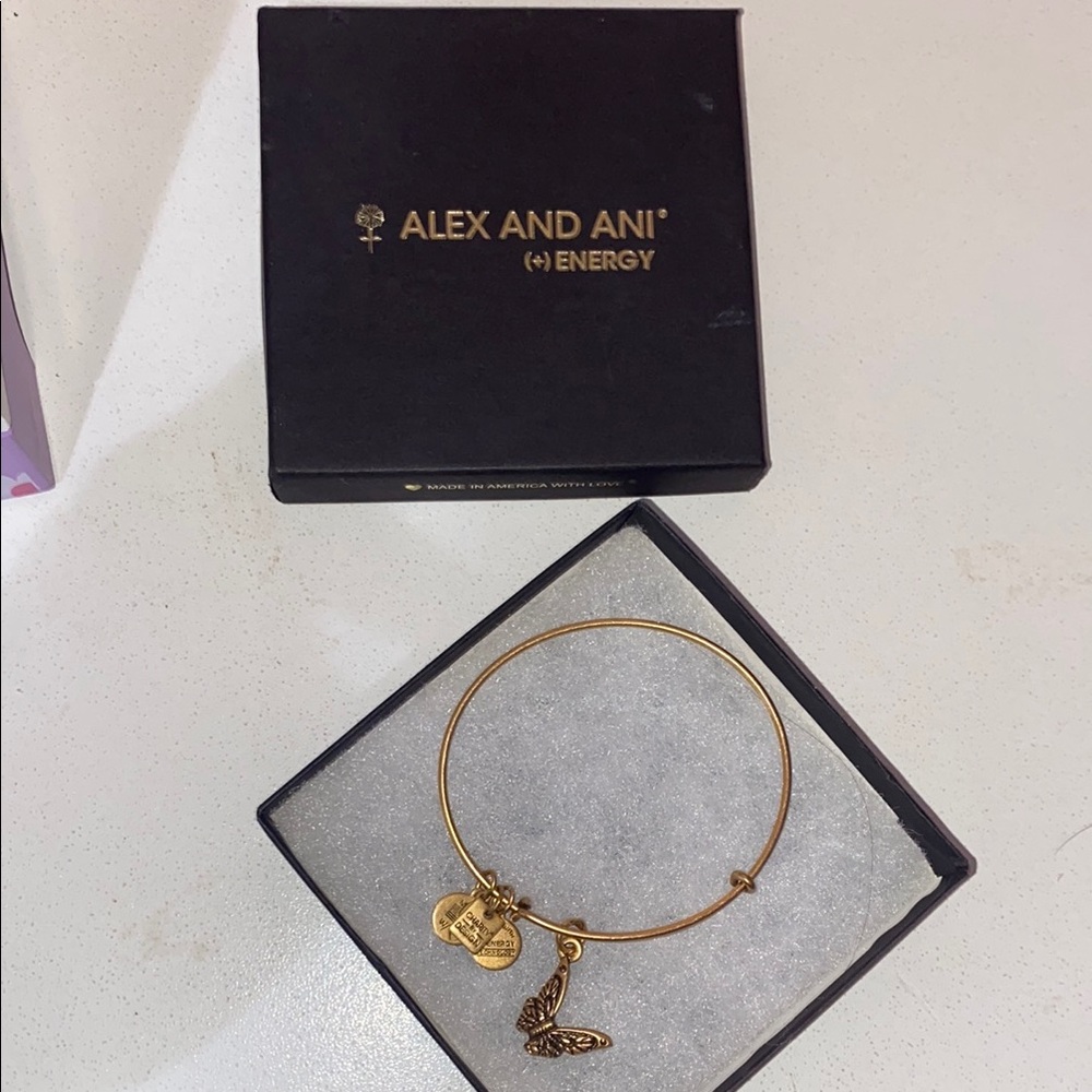 Alex and Ani Gold Butterfly Charm Bracelet